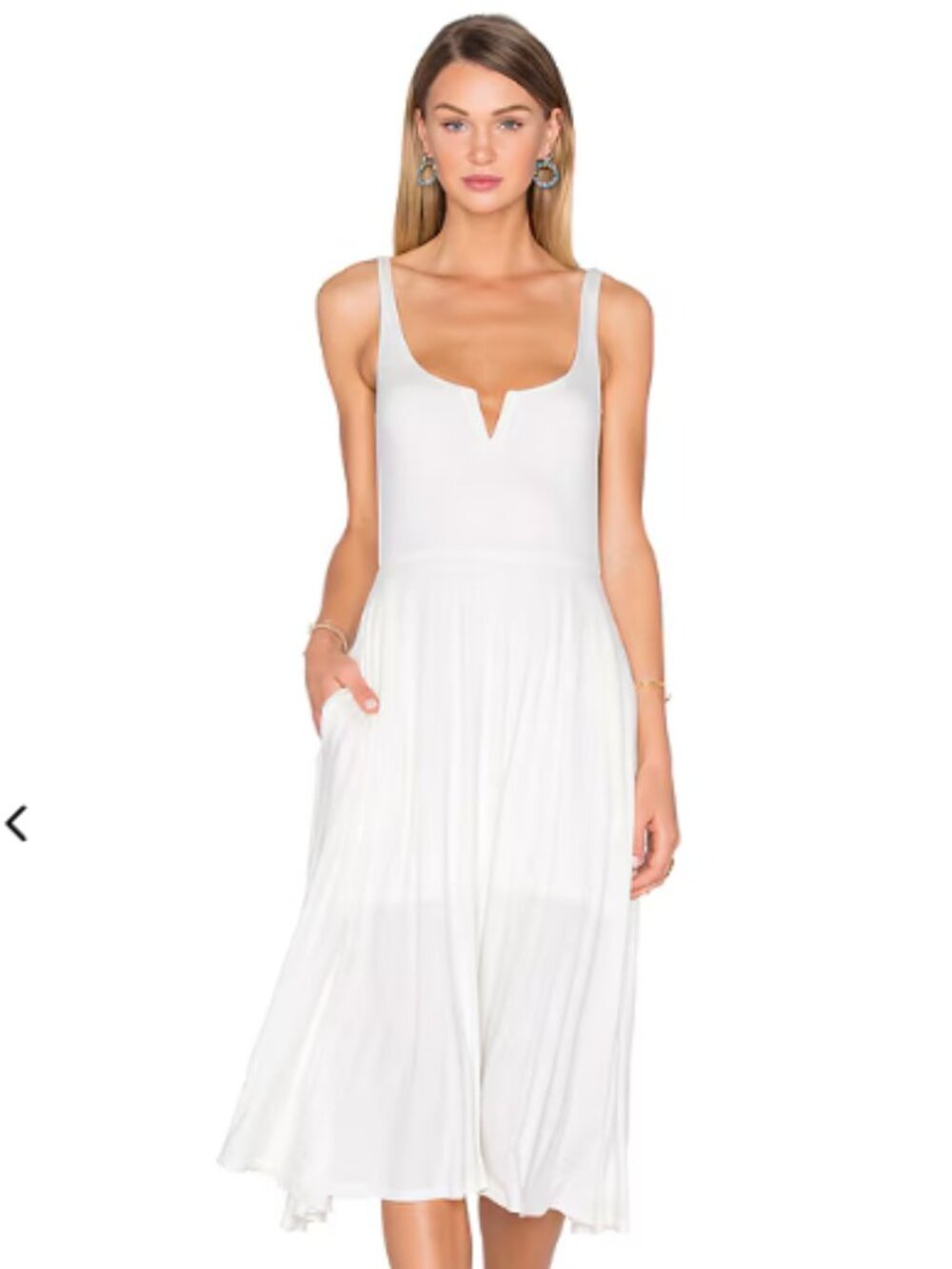 REVOLVE HOUSE OF HARLOW - XS Ivory Rayon Midi Dress WITH POCKETS